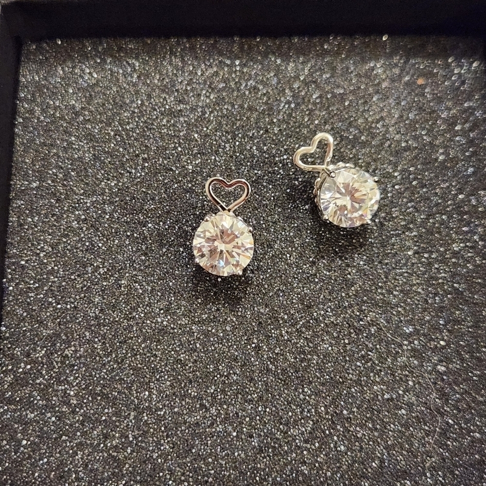 Sterling‎ Silver Stud Earrings New Open Box Hearts Jtv - Picture 2 of 3